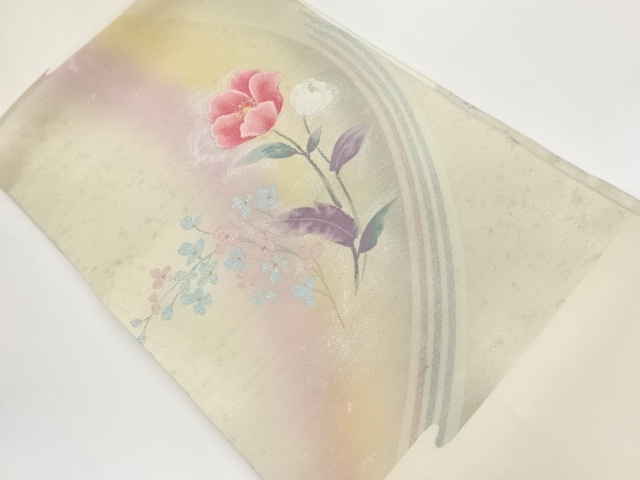 JAPANESE NAGOYA OBI / WOVEN FLORAL PLANTS